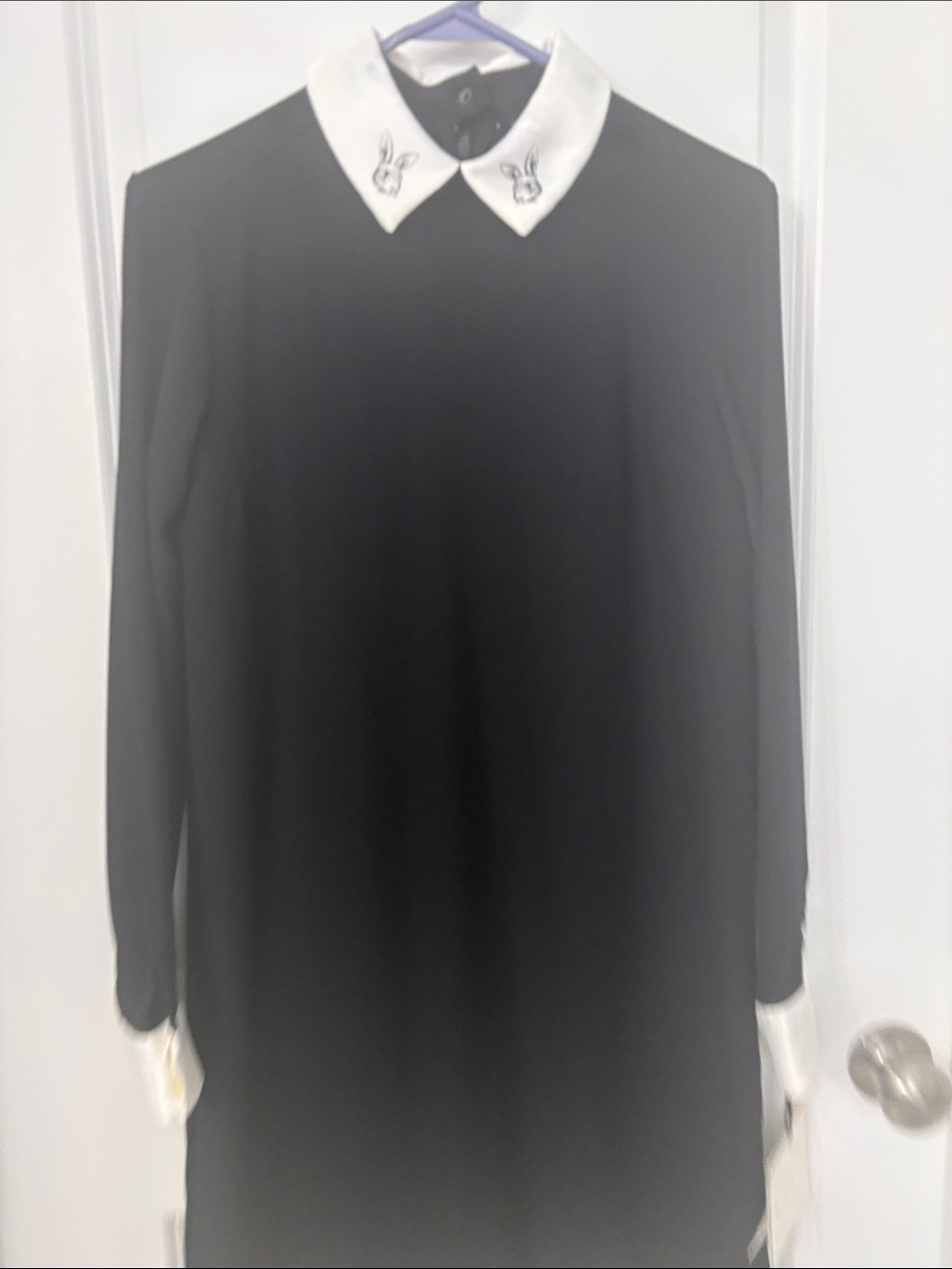 Victoria Beckham for Target Black Long-Sleeve Dress with White Collar and Cuffs